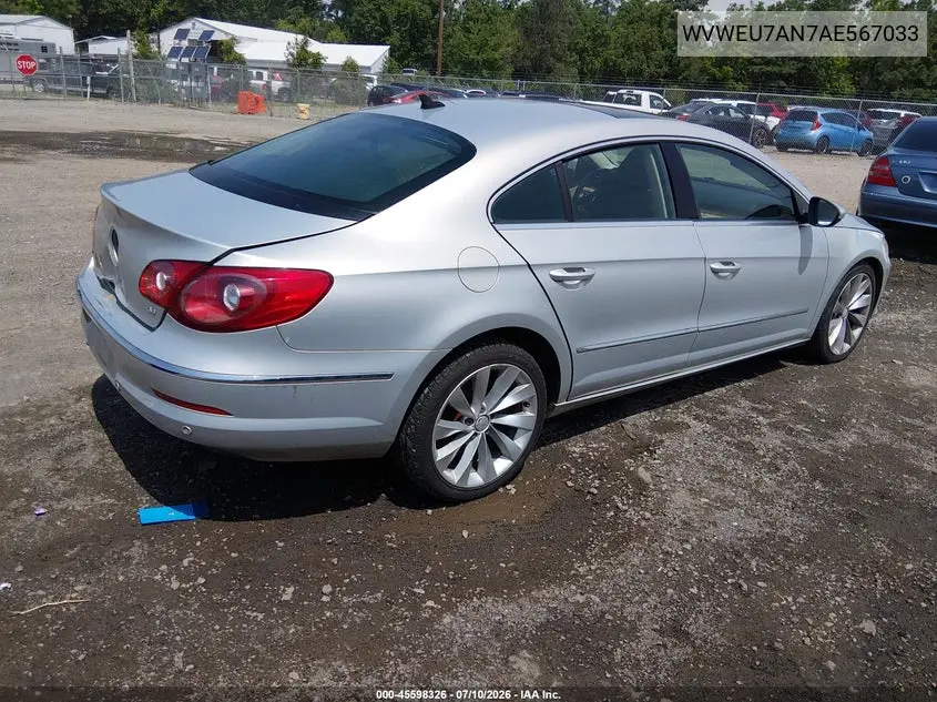 2010 Volkswagen Cc Vr6 Sport VIN: WVWEU7AN7AE567033 Lot: 45598326