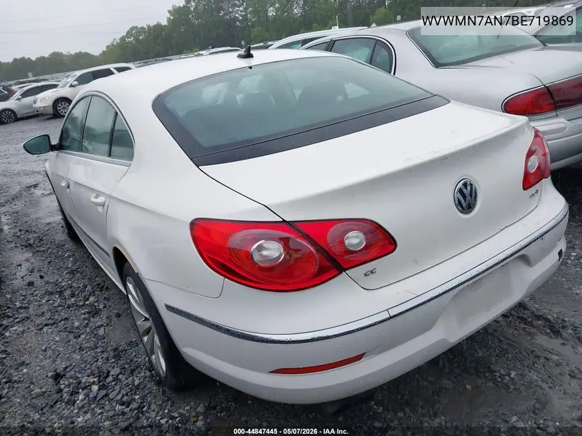 2011 Volkswagen Cc Sport VIN: WVWMN7AN7BE719869 Lot: 44847445