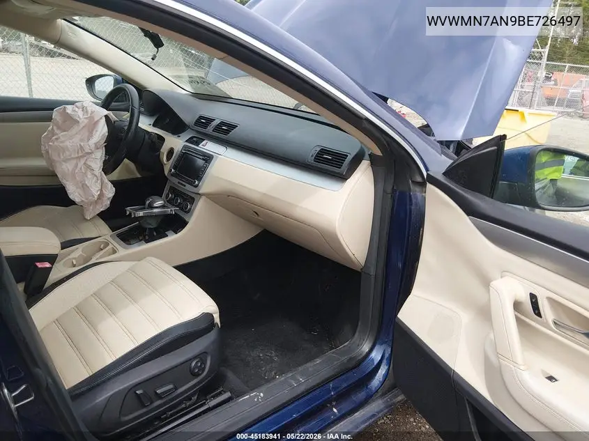 2011 Volkswagen Cc Sport VIN: WVWMN7AN9BE726497 Lot: 45183941