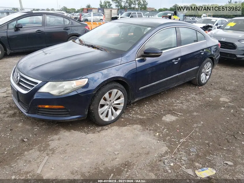 2012 Volkswagen Cc Sport VIN: WVWMN7AN1CE513982 Lot: 45196316