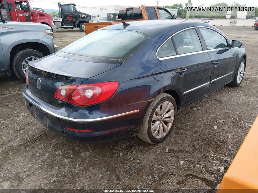 2012 Volkswagen Cc Sport VIN: WVWMN7AN1CE513982 Lot: 45196316
