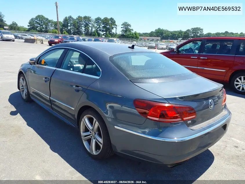 2013 Volkswagen Cc 2.0T R-Line VIN: WVWBP7AN4DE569532 Lot: 45283027