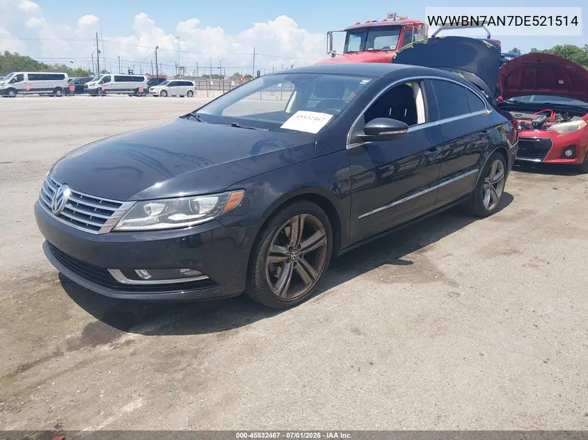 2013 Volkswagen Cc 2.0T Sport Plus VIN: WVWBN7AN7DE521514 Lot: 45532467
