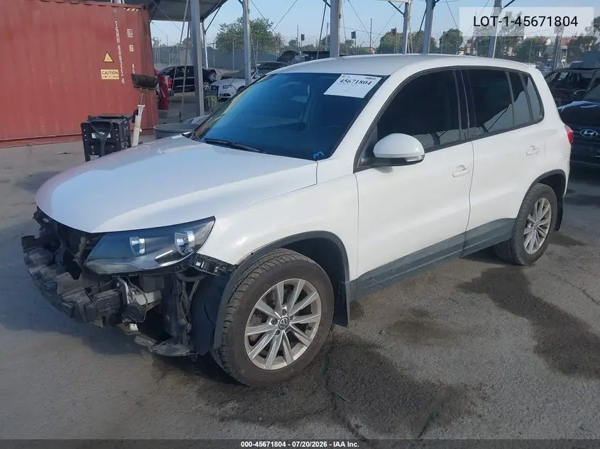 2014 Volkswagen Tiguan Se VIN: WVGAV3AX5EW551351 Lot: 45671804