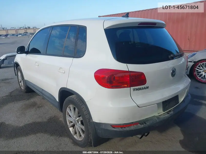 2014 Volkswagen Tiguan Se VIN: WVGAV3AX5EW551351 Lot: 45671804