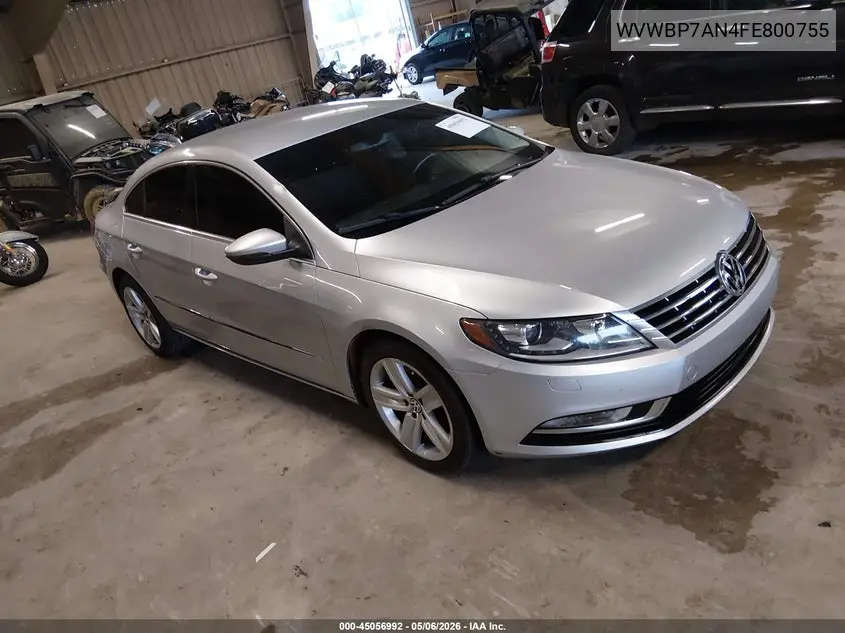 2015 Volkswagen Cc 2.0T Sport VIN: WVWBP7AN4FE800755 Lot: 45056992