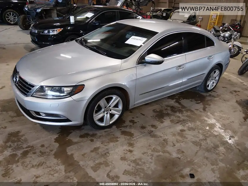2015 Volkswagen Cc 2.0T Sport VIN: WVWBP7AN4FE800755 Lot: 45056992