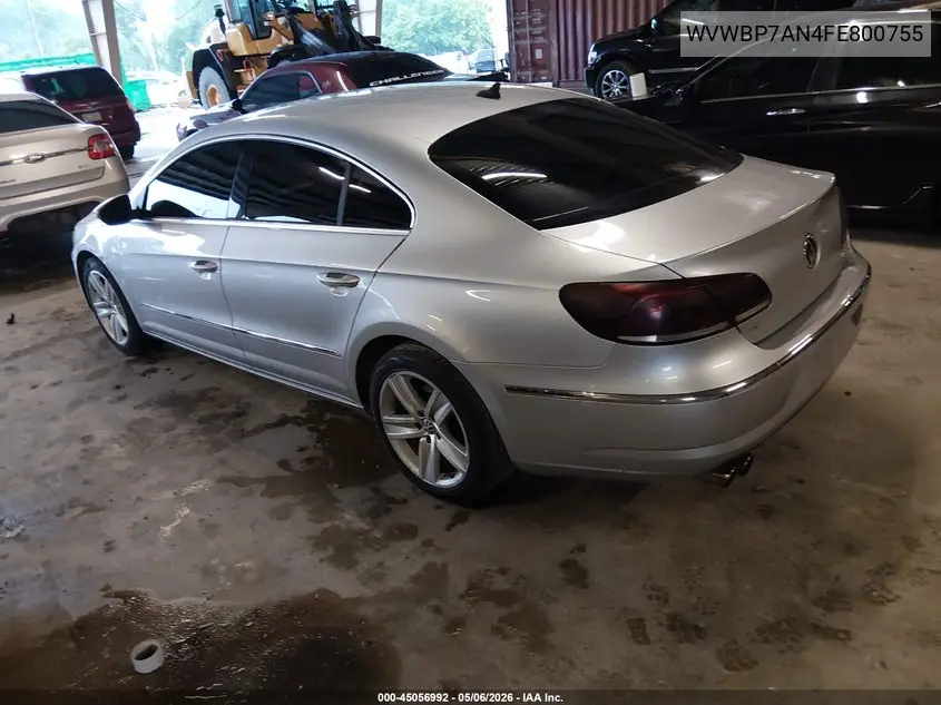 2015 Volkswagen Cc 2.0T Sport VIN: WVWBP7AN4FE800755 Lot: 45056992
