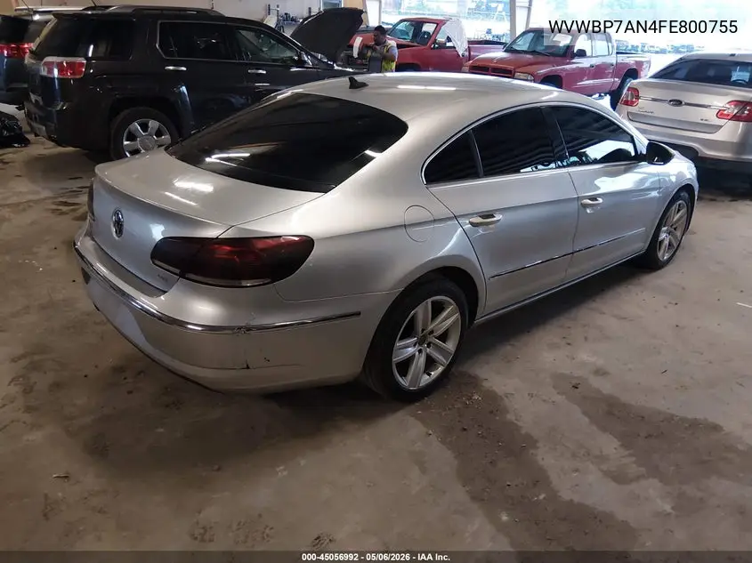 2015 Volkswagen Cc 2.0T Sport VIN: WVWBP7AN4FE800755 Lot: 45056992
