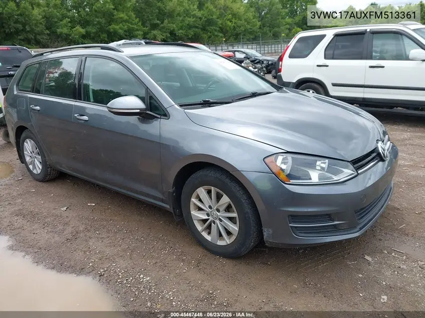 2015 Volkswagen Golf Sportwagen Tsi S 4-Door VIN: 3VWC17AUXFM513361 Lot: 45467446