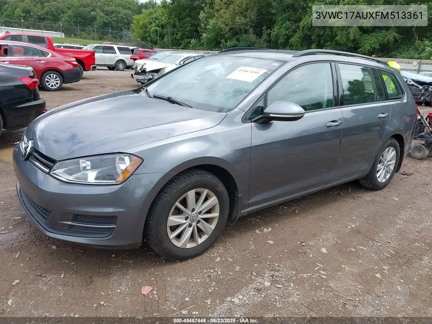 2015 Volkswagen Golf Sportwagen Tsi S 4-Door VIN: 3VWC17AUXFM513361 Lot: 45467446