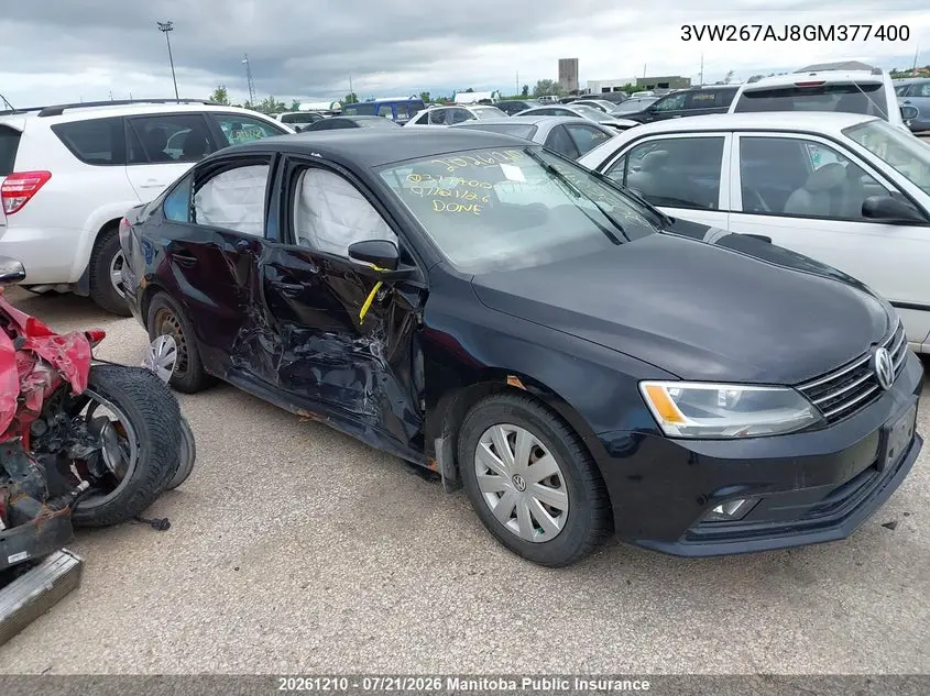 2016 Volkswagen Jetta 1.4 Tsi VIN: 3VW267AJ8GM377400 Lot: 20261210