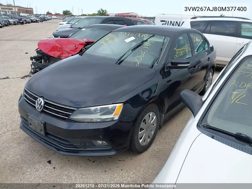 2016 Volkswagen Jetta 1.4 Tsi VIN: 3VW267AJ8GM377400 Lot: 20261210