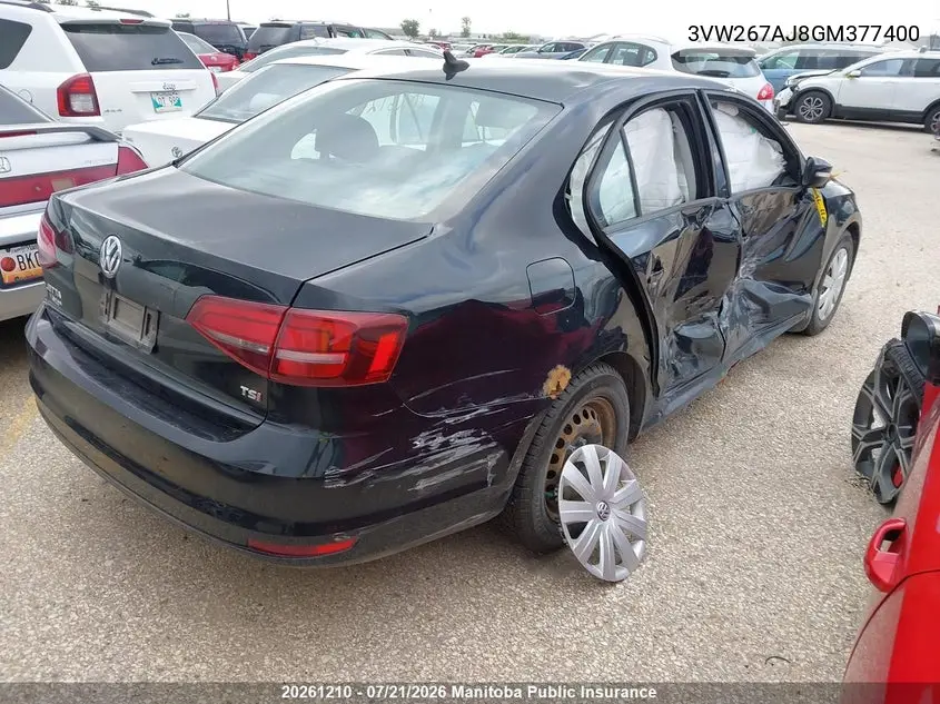 2016 Volkswagen Jetta 1.4 Tsi VIN: 3VW267AJ8GM377400 Lot: 20261210