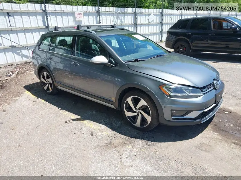 2018 Volkswagen Golf Alltrack Tsi S/Tsi Se/Tsi Sel VIN: 3VWH17AU8JM754205 Lot: 45380213