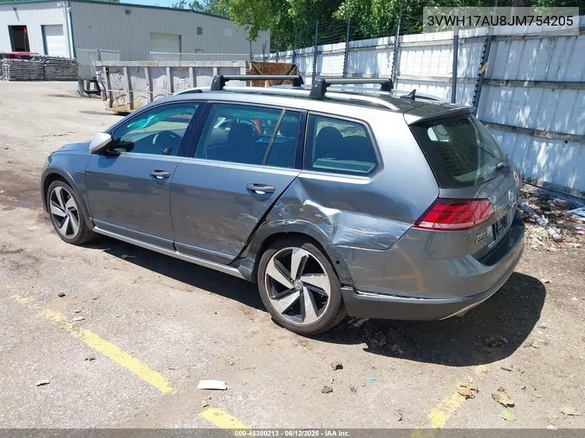 2018 Volkswagen Golf Alltrack Tsi S/Tsi Se/Tsi Sel VIN: 3VWH17AU8JM754205 Lot: 45380213