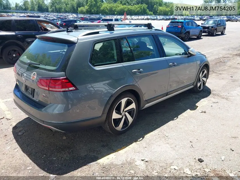 2018 Volkswagen Golf Alltrack Tsi S/Tsi Se/Tsi Sel VIN: 3VWH17AU8JM754205 Lot: 45380213