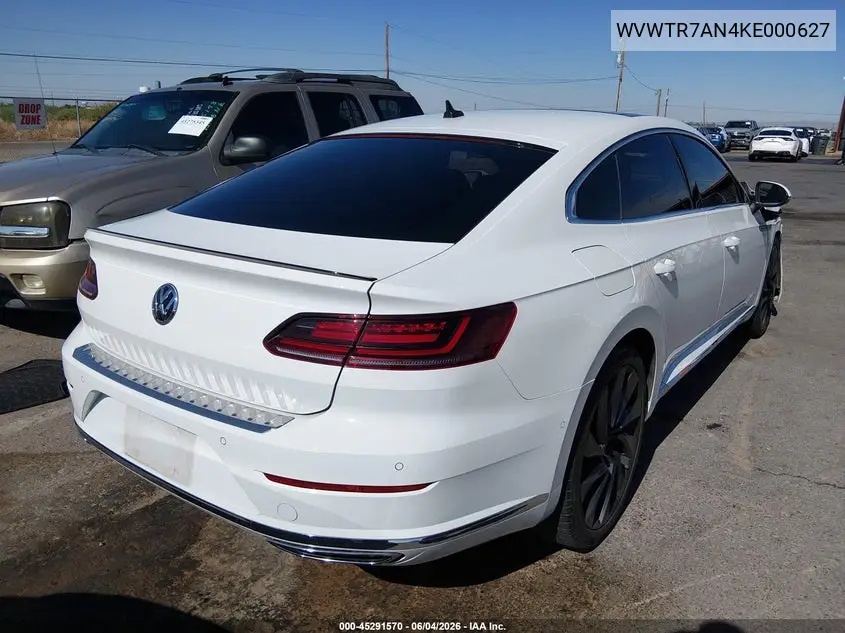 2019 Volkswagen Arteon 2.0T Sel Premium R-Line VIN: WVWTR7AN4KE000627 Lot: 45291570
