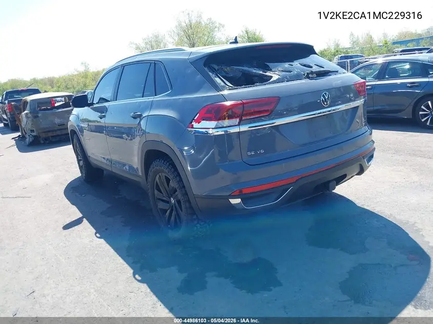 2021 Volkswagen Atlas Cross Sport 3.6L V6 Se W/Technology VIN: 1V2KE2CA1MC229316 Lot: 44986103