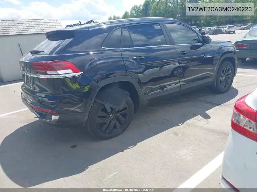 2021 Volkswagen Atlas Cross Sport 3.6L V6 Se W/Technology VIN: 1V2WE2CA3MC240223 Lot: 45004647