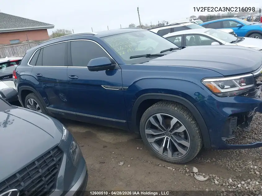 2022 Volkswagen Atlas Cross Sport 3.6 Fsi Execline VIN: 1V2FE2CA3NC216098 Lot: 12600510