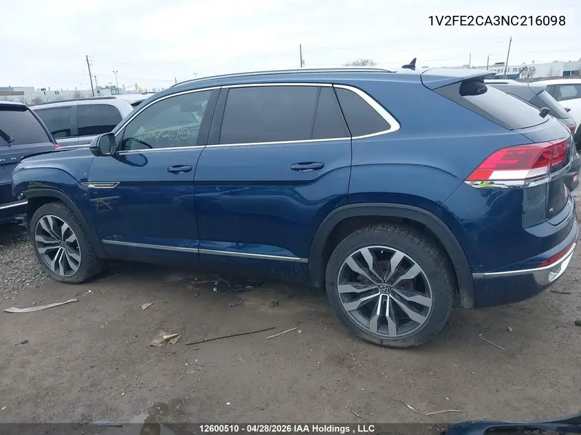 2022 Volkswagen Atlas Cross Sport 3.6 Fsi Execline VIN: 1V2FE2CA3NC216098 Lot: 12600510