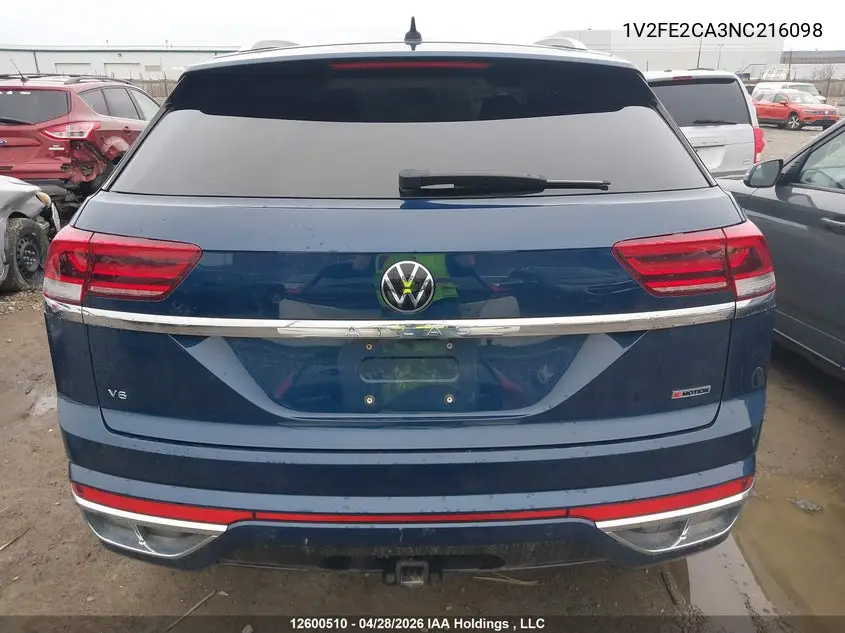 2022 Volkswagen Atlas Cross Sport 3.6 Fsi Execline VIN: 1V2FE2CA3NC216098 Lot: 12600510