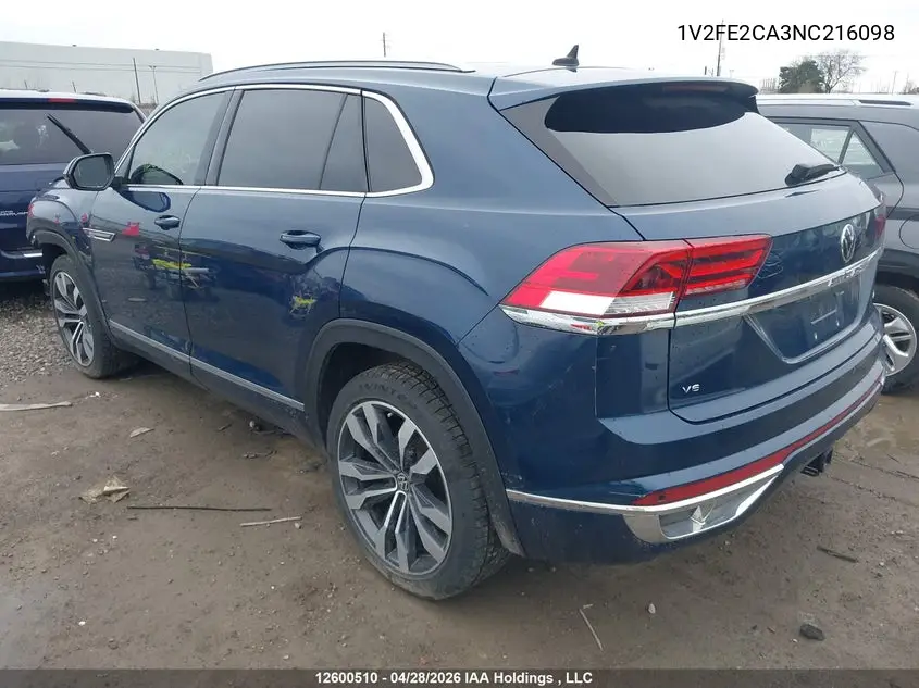 2022 Volkswagen Atlas Cross Sport 3.6 Fsi Execline VIN: 1V2FE2CA3NC216098 Lot: 12600510