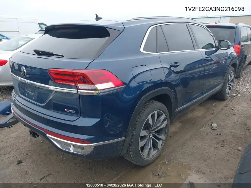 2022 Volkswagen Atlas Cross Sport 3.6 Fsi Execline VIN: 1V2FE2CA3NC216098 Lot: 12600510