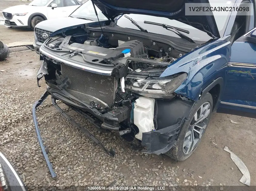 2022 Volkswagen Atlas Cross Sport 3.6 Fsi Execline VIN: 1V2FE2CA3NC216098 Lot: 12600510