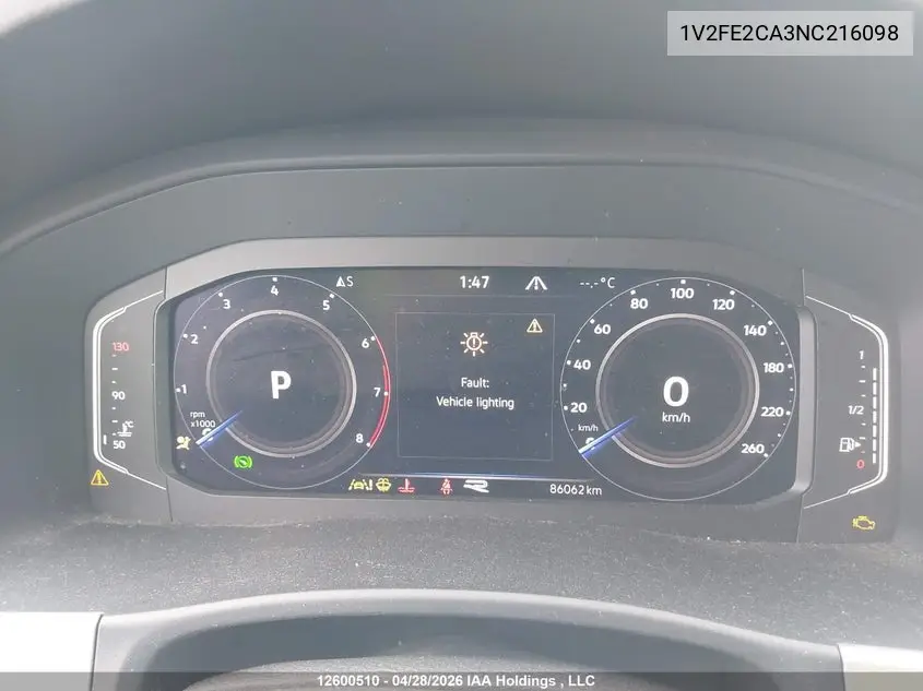 2022 Volkswagen Atlas Cross Sport 3.6 Fsi Execline VIN: 1V2FE2CA3NC216098 Lot: 12600510