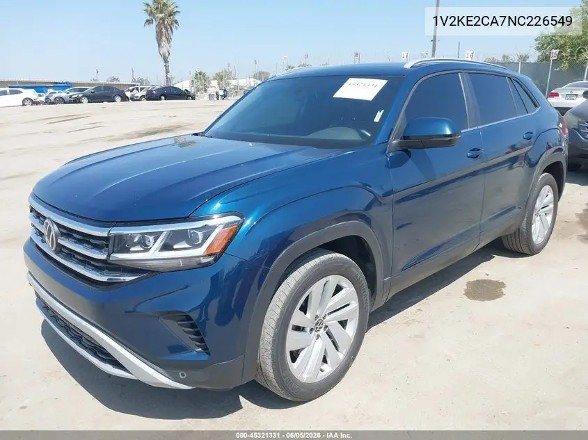 2022 Volkswagen Atlas Cross Sport 3.6L V6 Se W/Technology VIN: 1V2KE2CA7NC226549 Lot: 45321331