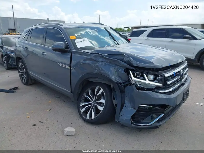 2022 Volkswagen Atlas Cross Sport 3.6L V6 Sel Premium R-Line VIN: 1V2FE2CAXNC204420 Lot: 45465505