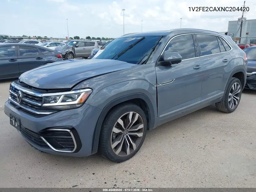 2022 Volkswagen Atlas Cross Sport 3.6L V6 Sel Premium R-Line VIN: 1V2FE2CAXNC204420 Lot: 45465505