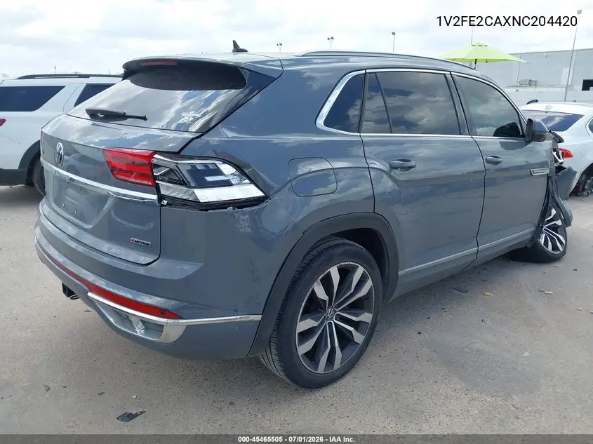 2022 Volkswagen Atlas Cross Sport 3.6L V6 Sel Premium R-Line VIN: 1V2FE2CAXNC204420 Lot: 45465505