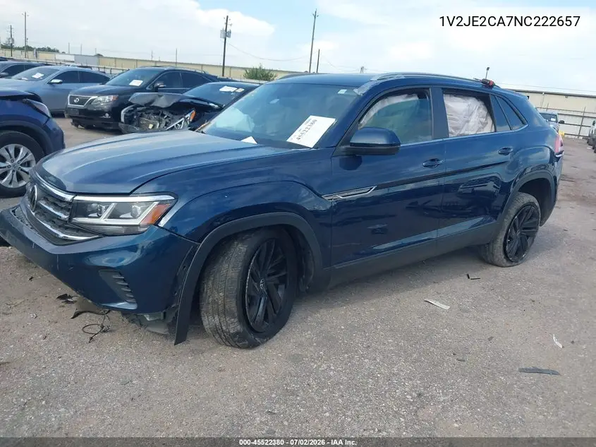 2022 Volkswagen Atlas Cross Sport 3.6L V6 Se W/Technology VIN: 1V2JE2CA7NC222657 Lot: 45522380