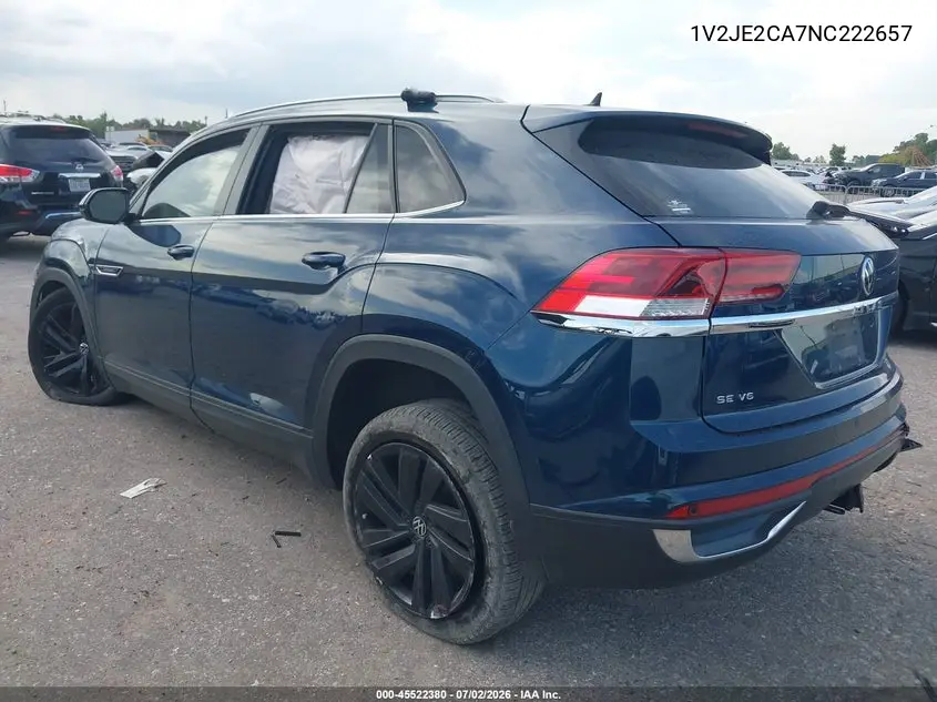 2022 Volkswagen Atlas Cross Sport 3.6L V6 Se W/Technology VIN: 1V2JE2CA7NC222657 Lot: 45522380