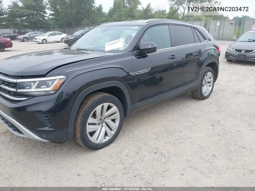 2022 Volkswagen Atlas Cross Sport 3.6L V6 Se W/Technology VIN: 1V2HE2CA1NC203472 Lot: 45668637