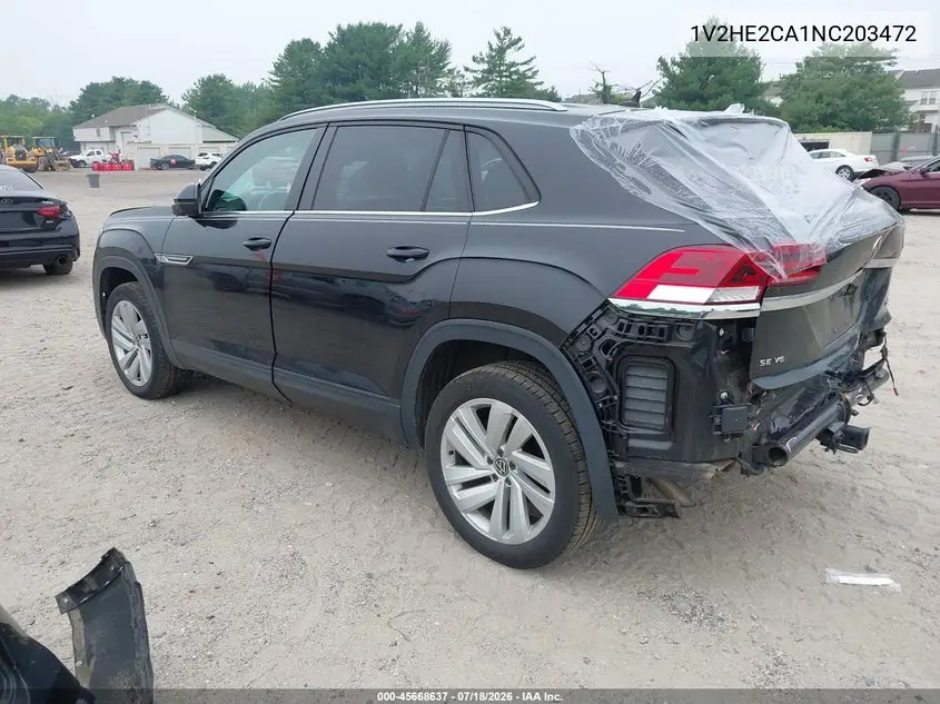 2022 Volkswagen Atlas Cross Sport 3.6L V6 Se W/Technology VIN: 1V2HE2CA1NC203472 Lot: 45668637