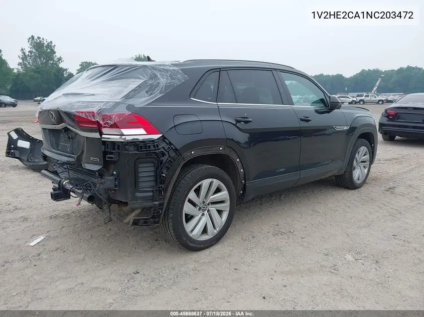 2022 Volkswagen Atlas Cross Sport 3.6L V6 Se W/Technology VIN: 1V2HE2CA1NC203472 Lot: 45668637