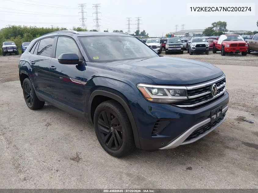 2022 Volkswagen Atlas Cross Sport 3.6L V6 Se W/Technology VIN: 1V2KE2CA7NC200274 Lot: 45680845