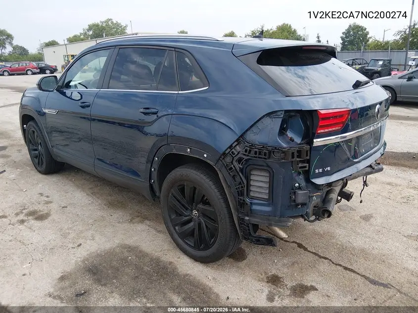 2022 Volkswagen Atlas Cross Sport 3.6L V6 Se W/Technology VIN: 1V2KE2CA7NC200274 Lot: 45680845