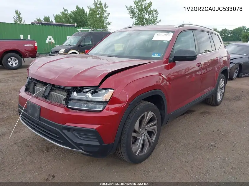 2018 Volkswagen Atlas 3.6L V6 S VIN: 1V2GR2CA0JC533078 Lot: 45391855