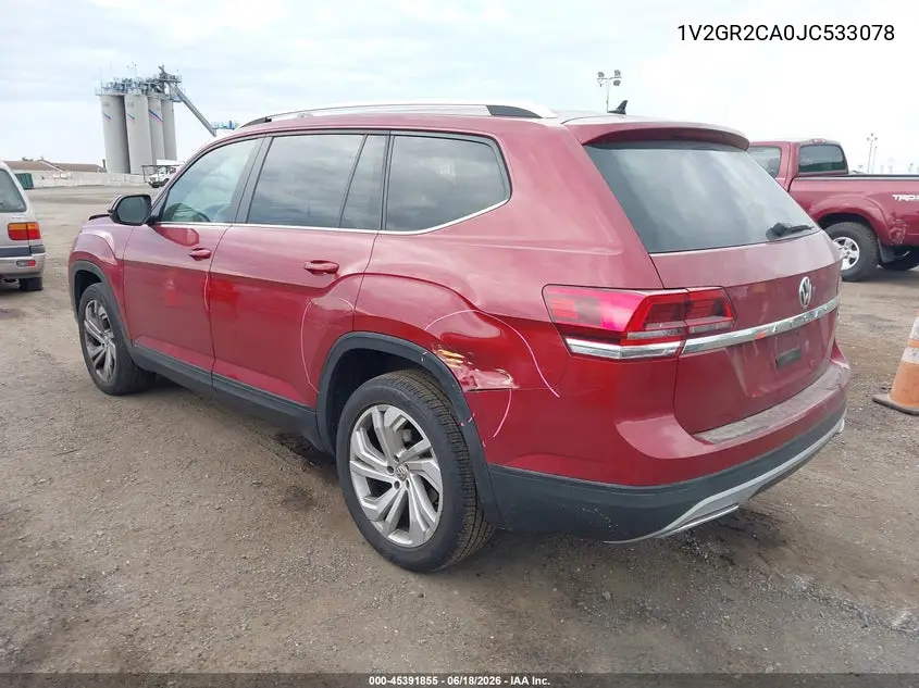 2018 Volkswagen Atlas 3.6L V6 S VIN: 1V2GR2CA0JC533078 Lot: 45391855