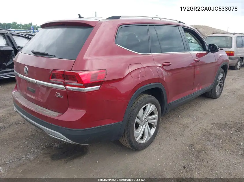 2018 Volkswagen Atlas 3.6L V6 S VIN: 1V2GR2CA0JC533078 Lot: 45391855