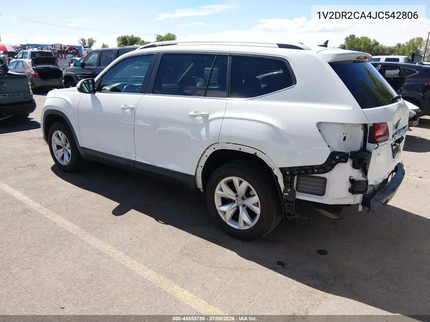 2018 Volkswagen Atlas 3.6L V6 Se/3.6L V6 Se W/Technology VIN: 1V2DR2CA4JC542806 Lot: 45555786