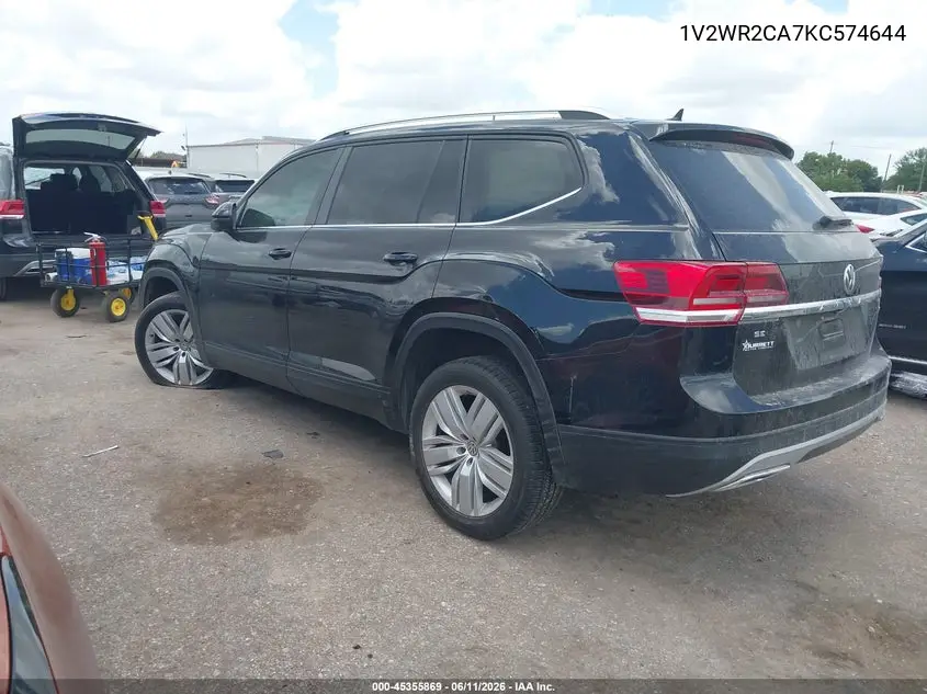 2019 Volkswagen Atlas 3.6L V6 Se W/Technology VIN: 1V2WR2CA7KC574644 Lot: 45355869