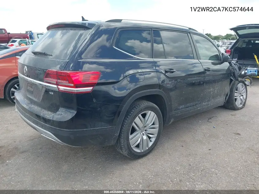 2019 Volkswagen Atlas 3.6L V6 Se W/Technology VIN: 1V2WR2CA7KC574644 Lot: 45355869