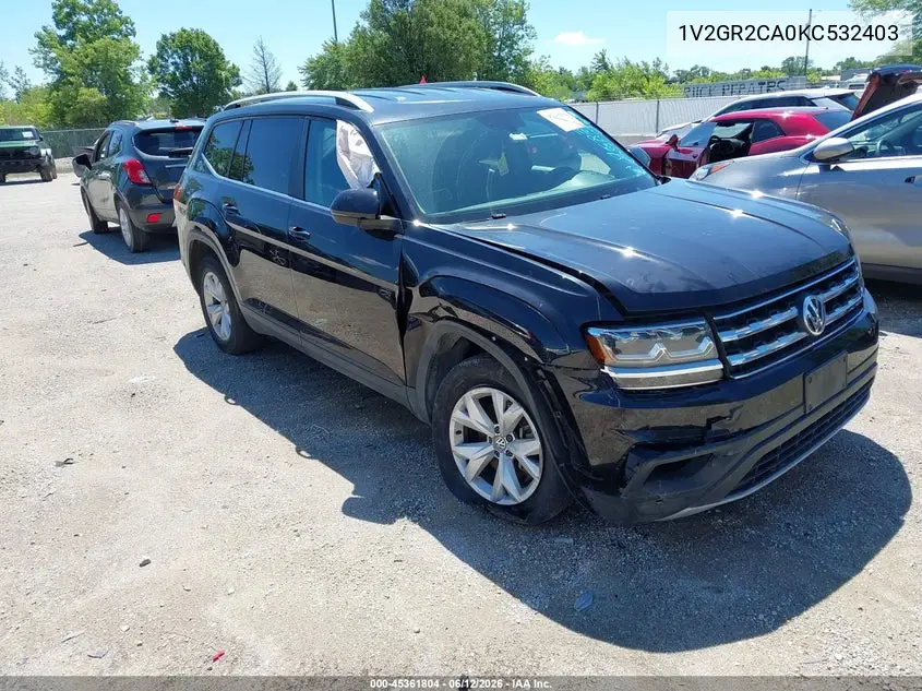 2019 Volkswagen Atlas 3.6L V6 S VIN: 1V2GR2CA0KC532403 Lot: 45361804