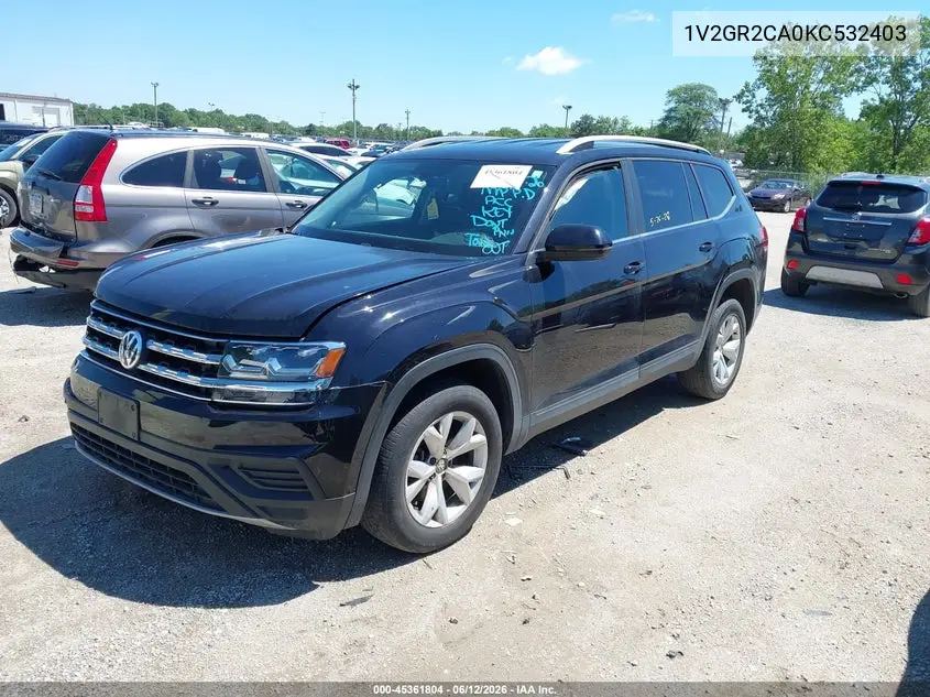 2019 Volkswagen Atlas 3.6L V6 S VIN: 1V2GR2CA0KC532403 Lot: 45361804